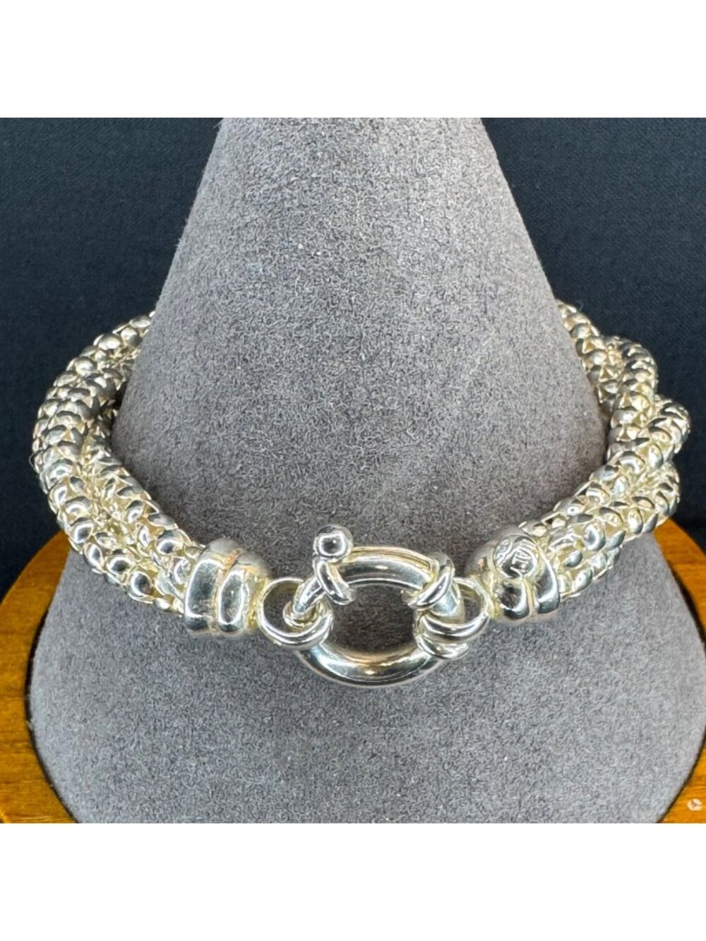 VTG Solid Sterling Silver 925 Mesh Link Chain Bracelet Size 7.75" Length